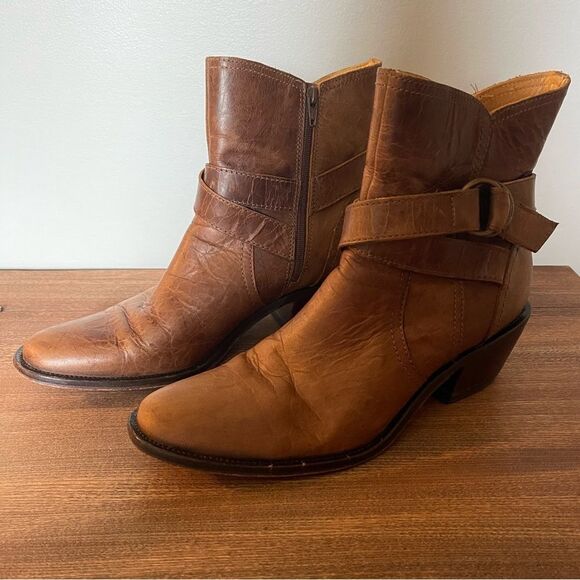 Charlie 1 Horse Brown Ankle Booties Sz 6.5 Cowboy Cowgirl Boots Western - Picture 1 of 7